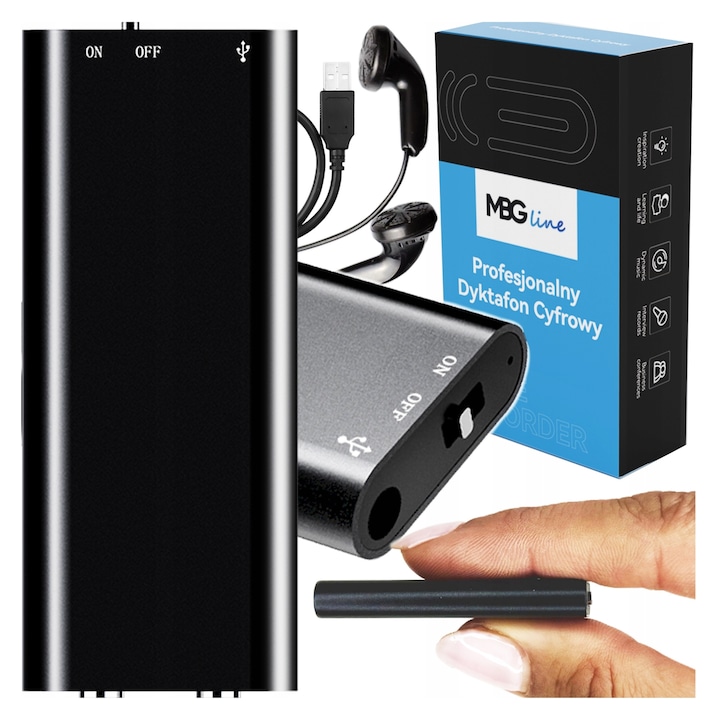 Mini Kémhallgató Készülék, 16GB-os Kis Diktafon, Hangvezérelt Aktiválás Érzékelés, 16H