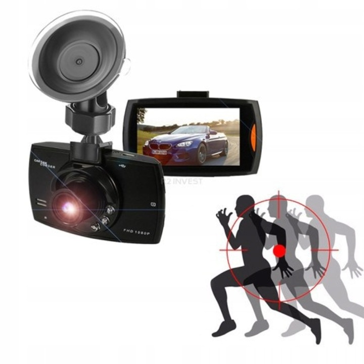 Камера за кола DVR R2 Invest G30, Full HD 1920x1080, детекция на движение, нощно виждане, пълен комплект