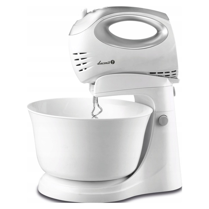Keverőgép forgó tálal, Lucznik, 300W, fehér, 3l