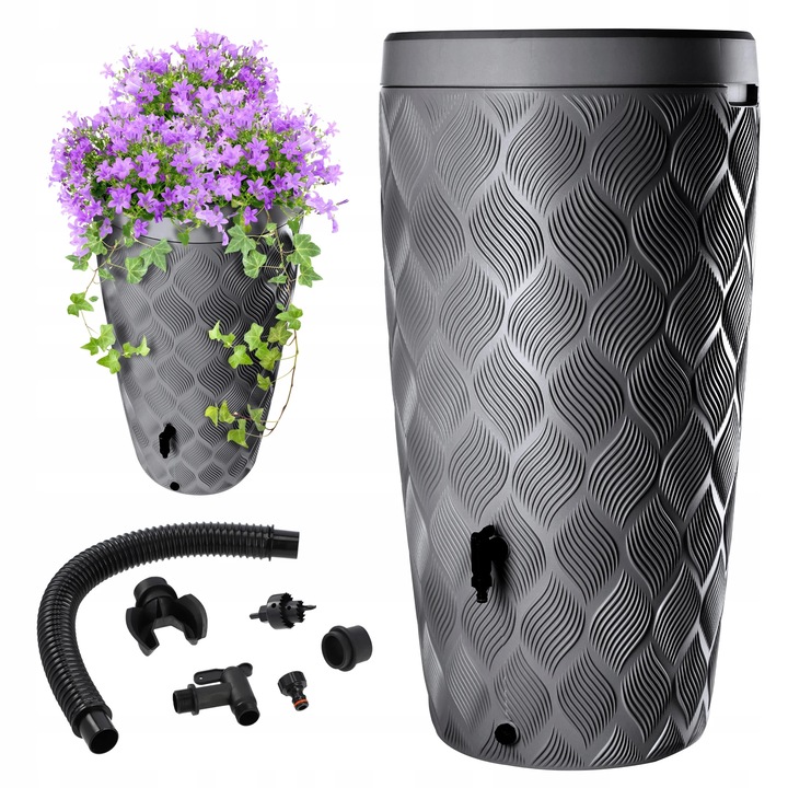 Butoi pentru apă de ploaie, 240 l, colectare apă pluvială, robinet lateral, 45, 5x58x114cm