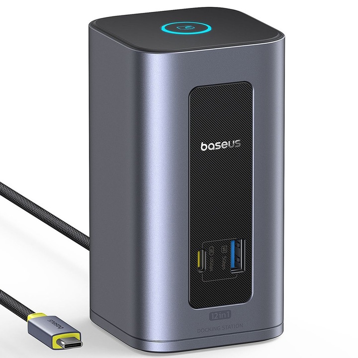 Докинг станция, 12 порта, 10Gbps, 100W PD, 4K - Baseus Nomos NU1 Air (B0114400) - Сив