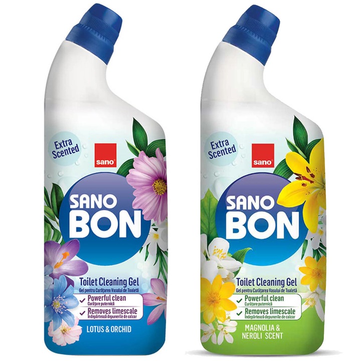 Detergent pentru vasul de toaleta SANO Sano Bon Gel, Lotus&Orchid, Magnolia&Orchid, 2 x 750 ml