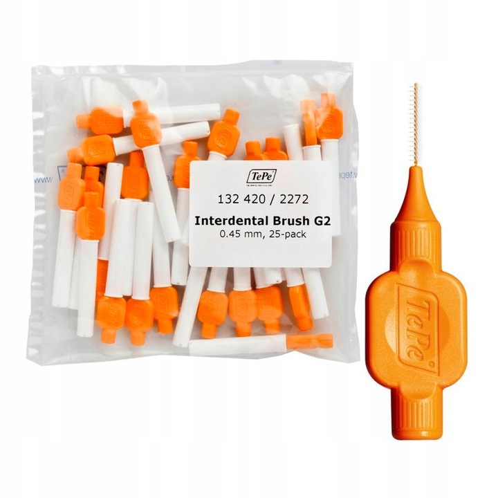 TePe interdentális kefék, 25 darabos készlet, 0.45mm, narancssárga