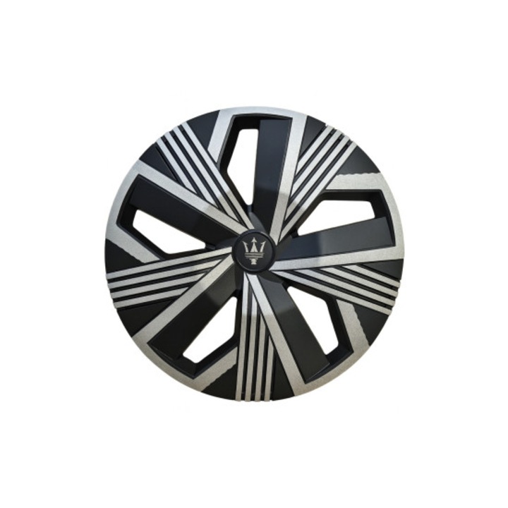 Set 4 capace roți Evo, negru-argintiu, 15 inch, ABS