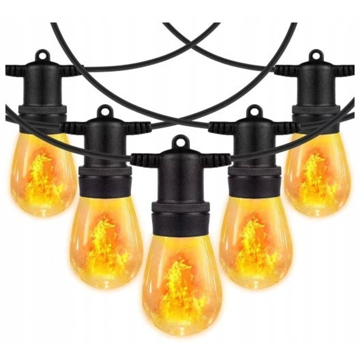 Berge kültéri dekoratív girland, 15m, 15 LED, lánghatású, IP44