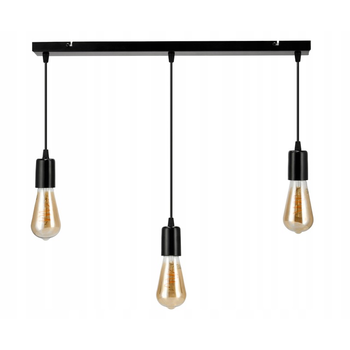 Berge 3xE27 LED Loft csillár, fekete, állítható méretek