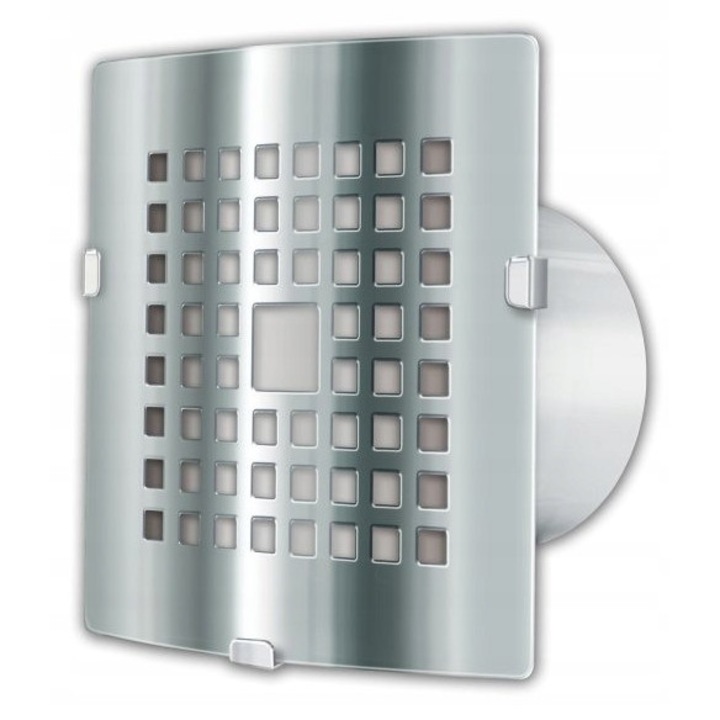 Blauberg LUX 100-1 axiális ventilátor, dekoratív rozsdamentes acél előlap, LED világítás, 100mm, 14W