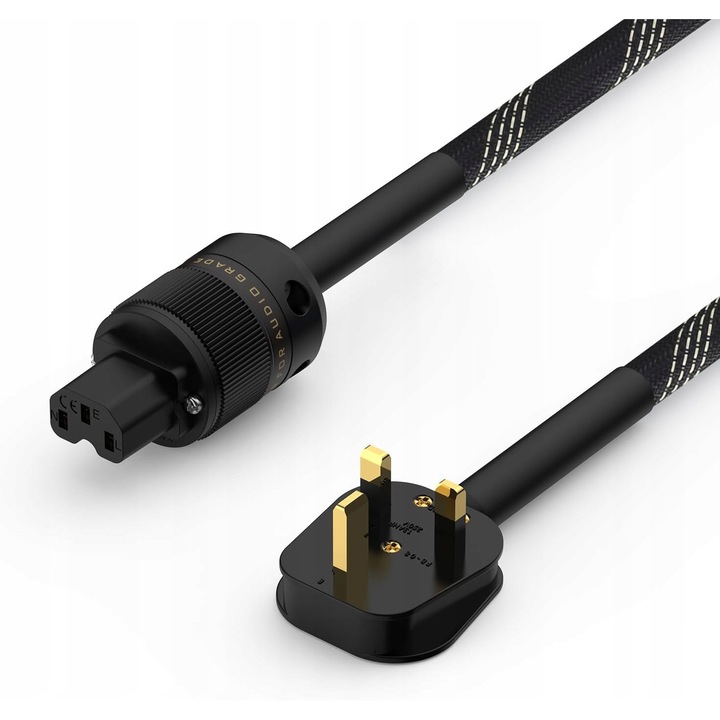 Tertullus HiFi tápkábel, 1m, lámpa erősítőhöz, UK/EU adapter készlet