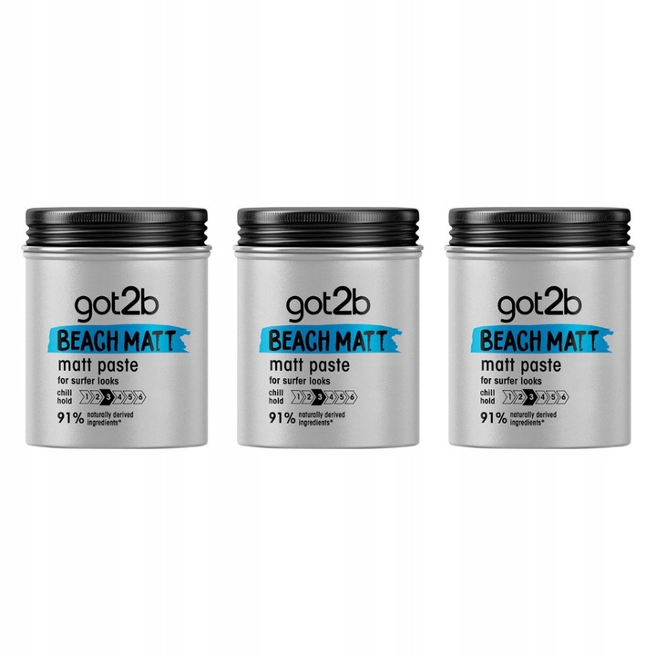 Set Ceara de par Schwarzkopf got2b Beach Boy 3x100ml, efect mat, fixare puternica, parfum fructat