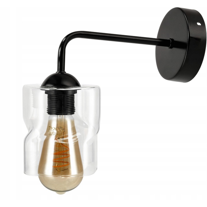Лампа плафониера Berge LOFT LED 1xE27, прозрачно стъкло, 60W, квадратен дизайн