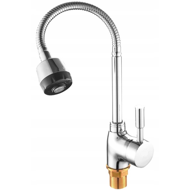 Sanitáris csaptelep, Focus Sanitar, flexibilis kifolyóval, 2 mód, króm, 56cm, komplett szerelőkészlet