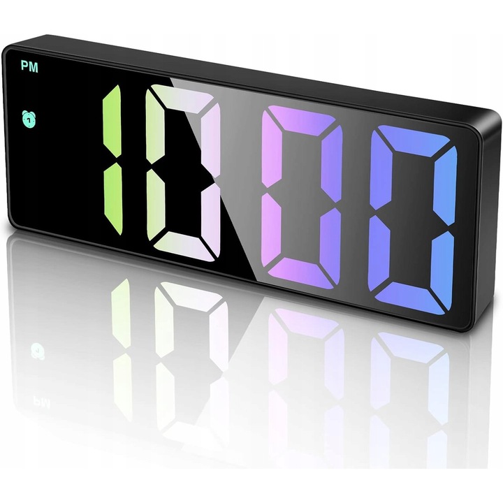 LCD digitális óra háttérvilágítással, Przydasie.pl, fekete, 16x6x2,5cm, idő- és hőmérséklet funkciók