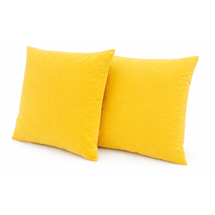 Set 2 perne Decorative Geladi, 45x45 cm, Galben Solo 257, Husa detasabila, Umplutura inclusa