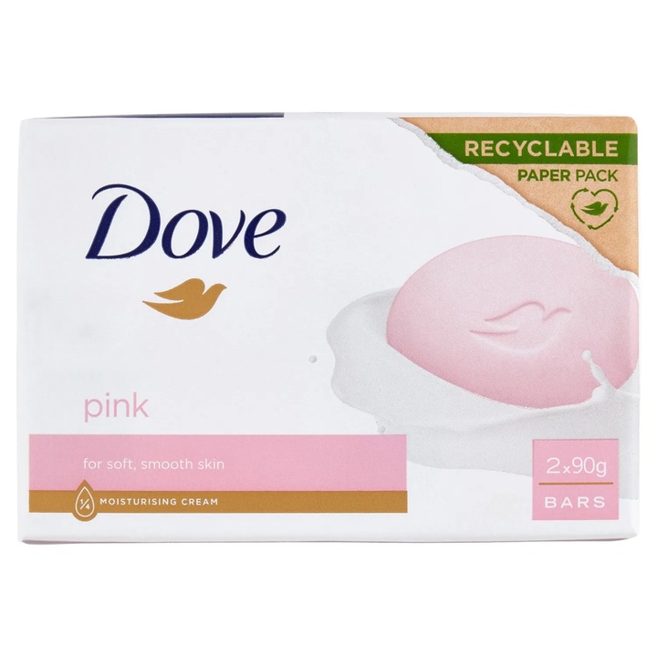 Сапун Dove, комплект 2 бр., крем, розов, твърд