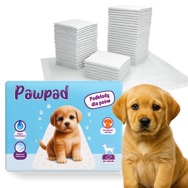 Set de 30 covorase de antrenament pentru caini, 60x90 cm, alb, superabsorbante