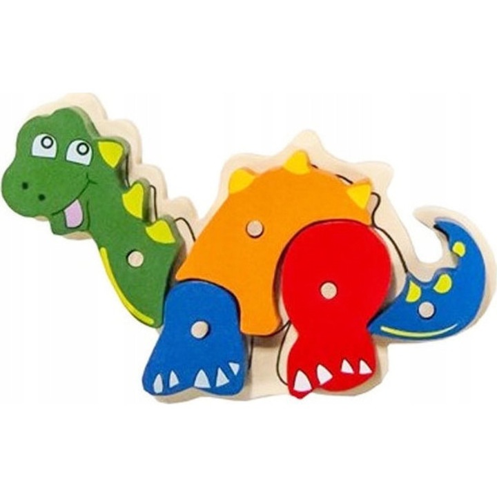 Fa dinoszaurusz puzzle, Ferry Jouets, 5 elem, többszínű, 13x20cm