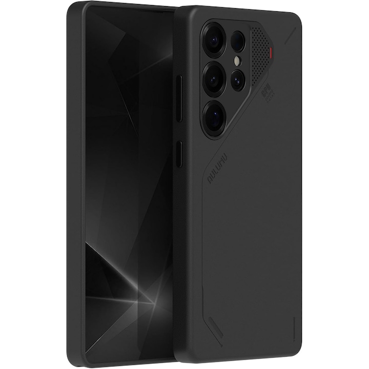 Husa pentru Samsung S25 Ultra, Aulumu Vegan Leather, Piele texturata, Ultra slim, Compatibila MagSafe, Racire activa CoolHyper, Butoane metalice, Protectie maxima, Negru