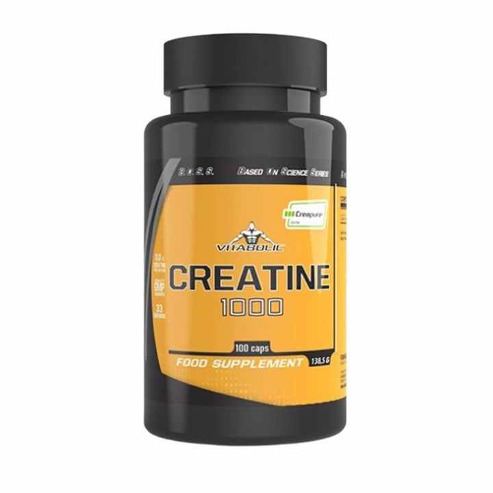 Vitabolic Creatine 1000 Creapure®, 100 capsule, 1000 mg creatina monohidrat per capsula, pentru performanta fizica, energie musculara si sustinerea masei musculare