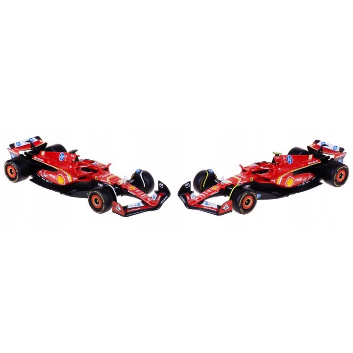 Set 2 modele BBurago F1 Ferrari SF-24, Charles Leclerc, Carlos Sainz, 1:43, 13x4,5x2,7cm