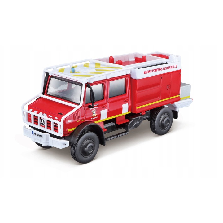 Automacheta Bburago Mercedes-Benz UNIMOG U5000 1:52, metalica, cu detalii precise