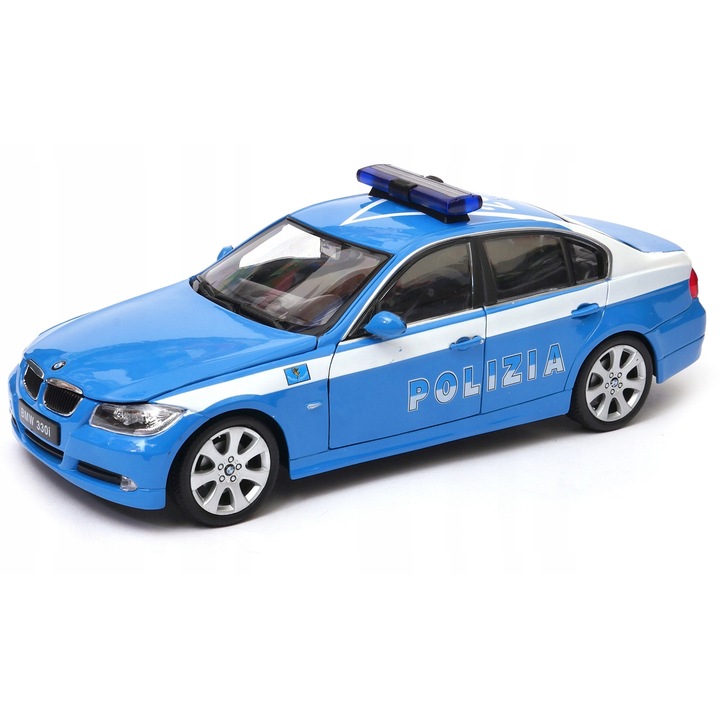 Automacheta BMW 330i POLIZIA, Welly, metal, 1:24, 18.5x6.5x7.5cm