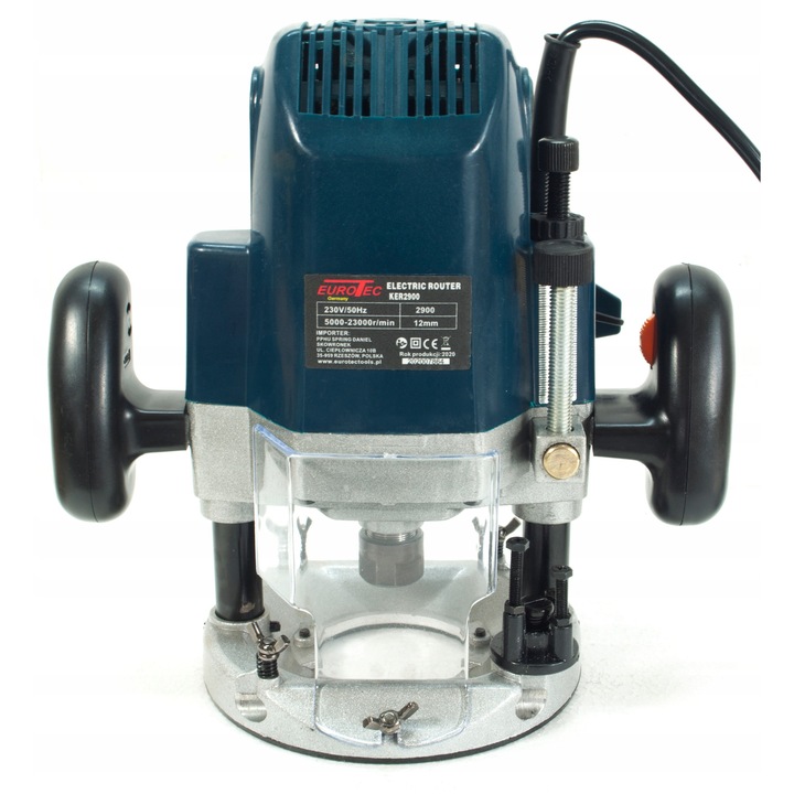 Eurotec KER2900 felsőmaró, 12 marófej, 2900W, 230V, 5000-23000rpm, komplett készlet