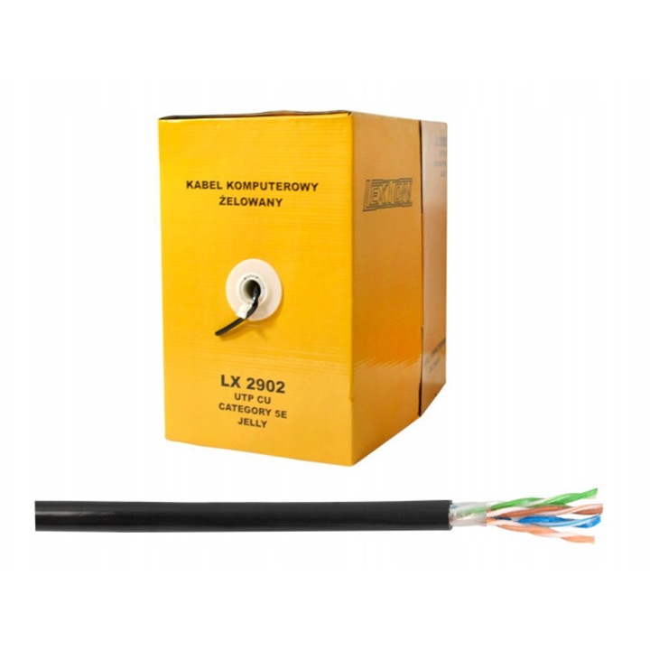 Cabluri internet UTP, PLANETA, 305m, 4 perechi, cu gel, negru