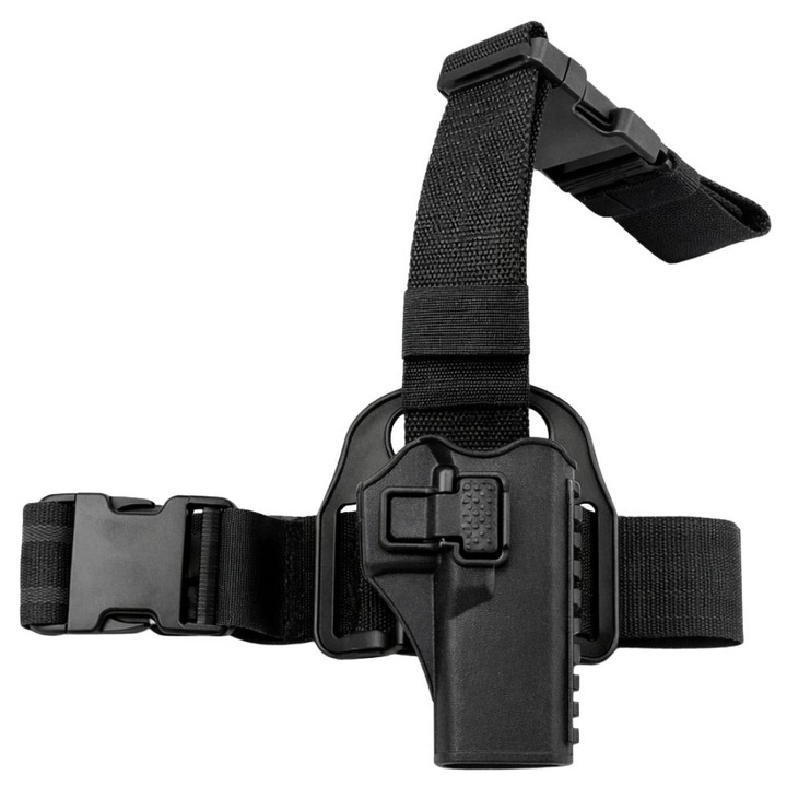 Holster Glock 17, Toc Tactic pentru Pistol, Rotativ, Ajustabil, pe Mana Dreapta, cu Eliberare Rapida, Prindere pe Picior, HIPOLAR