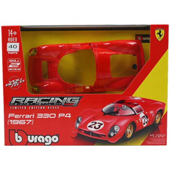 Ferrari 330 P4 modellautó, 1:24, 40 elem, piros