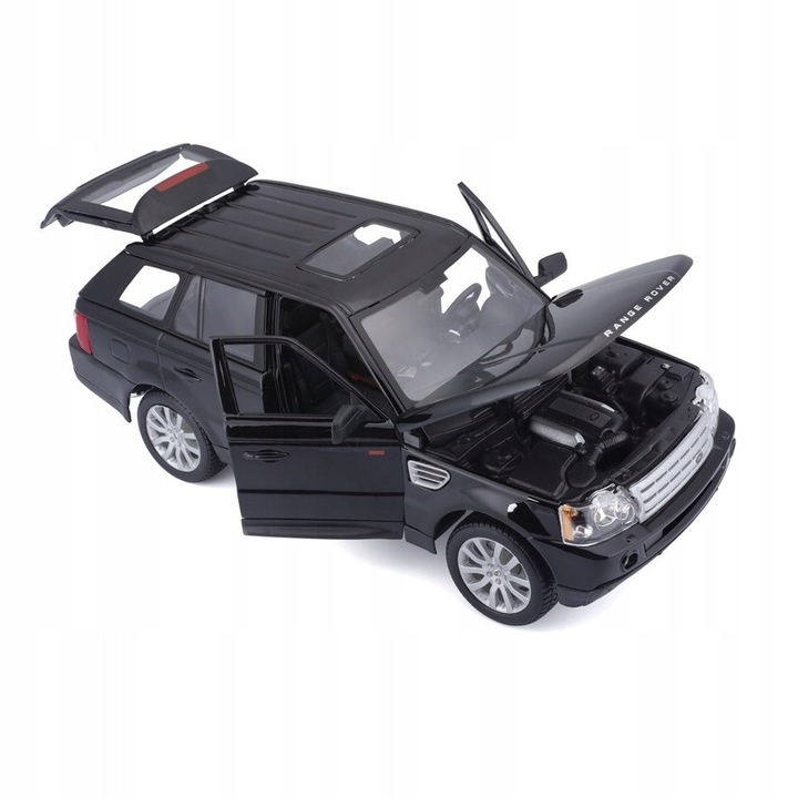 Bburago Range Rover Sport modellautó 1:18, fekete, 25,5x12,5x10cm