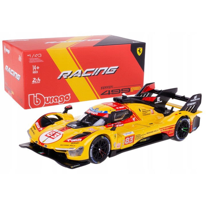 Ferrari 499P 24 Le Mans modellautó, Bburago, 1:43, 12x5x2,5cm