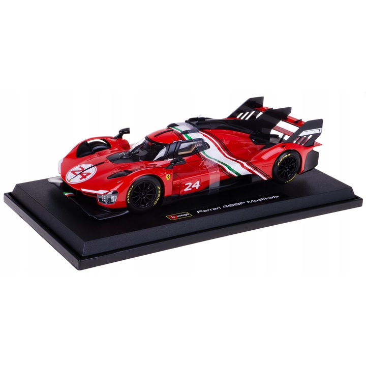 Ferrari 499P Modificata modellautó, Bburago, 1:18, mozgatható kerekek, 27,5x11,5x6,5cm