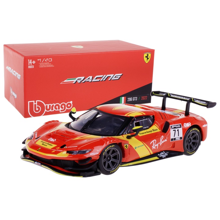 Ferrari 296 GT3 #71 modellautó, 1:43, 11x4,5x2,5cm