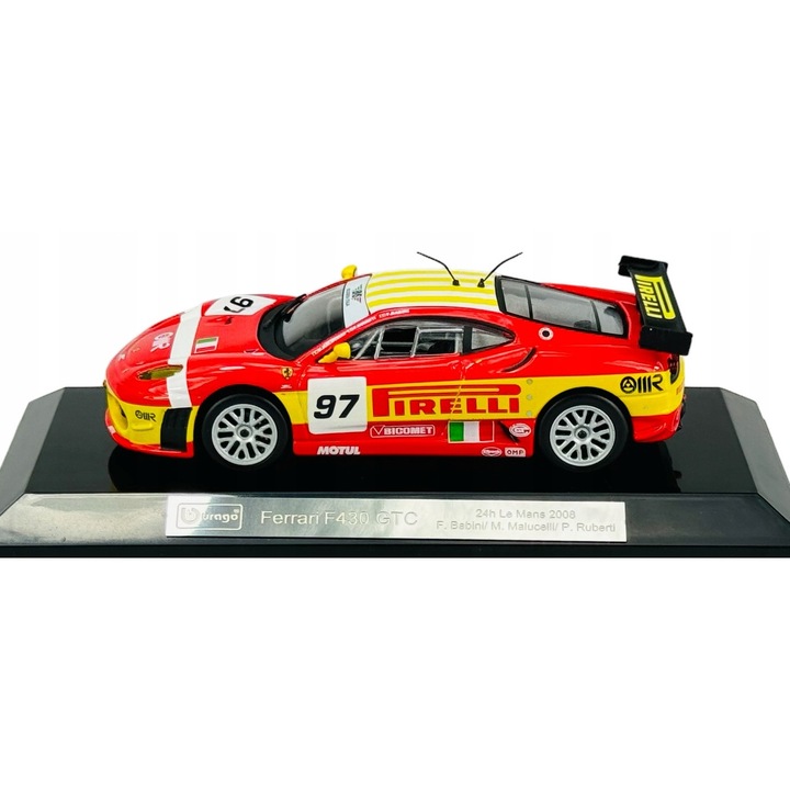 Fém kisautó Ferrari F430 GTC 2008, Bburago, 1:43, 10,5x5,2x2,8cm