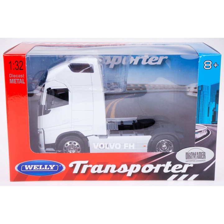 VOLVO FH 500 modellautó, 1:32, fehér, 18,5x9x12,5cm