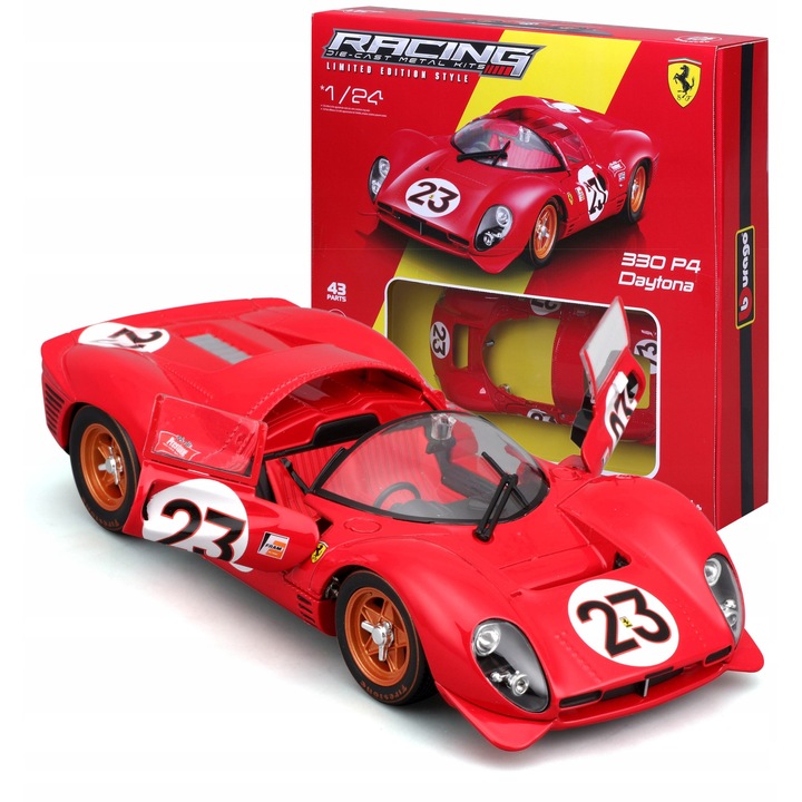 Ferrari 330 P4 Daytona 1967 fém modellautó, összeszerelési készlet, mozgatható elemek, 1:24