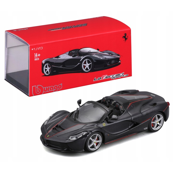 Modell fém LaFerrari Aperta Bburago 1:43, fekete, 11cm