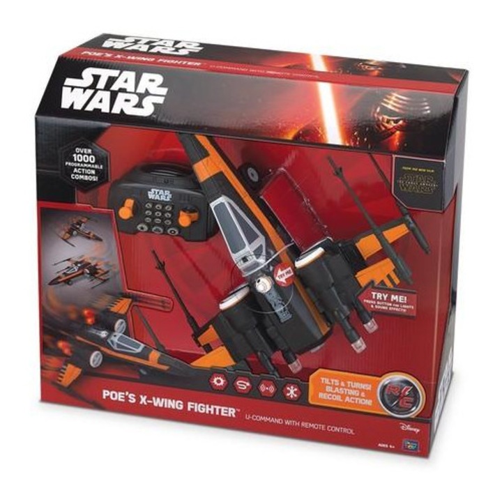 Repülő autó, Disney, X-Wing Poe, 41x38cm, fények és hangok, 4+ éves kortól