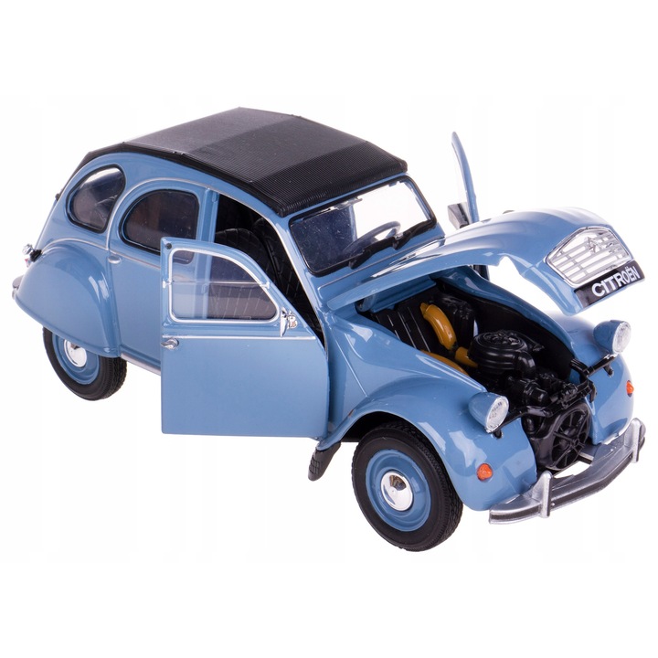 CITROEN 2CV Welly 1:24 modellautó, kék, 15,5x6,5x6cm