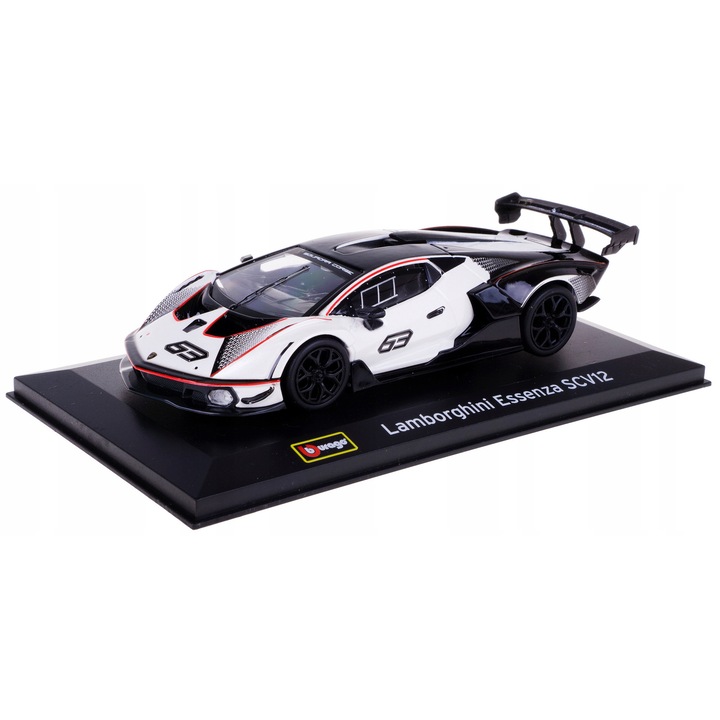 Lamborghini Essenza SCV12 autómodell 1:32, fehér/fekete, 13,5x5x3,5cm