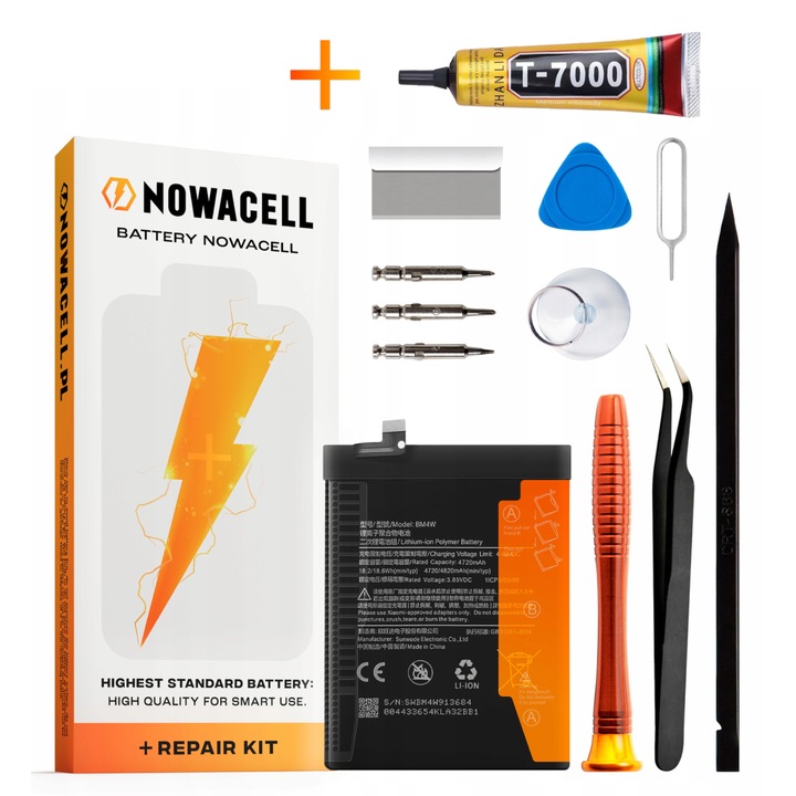 BM4W akkumulátor készlet + ragasztó Xiaomi Redmi Note 9 Pro Mi 10T Pro 4820 mAh-hoz