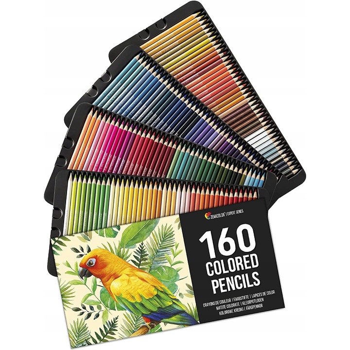 Set de creioane colorate Zenacolor, 160 culori, 3,3mm, non-toxic, cutie metalica