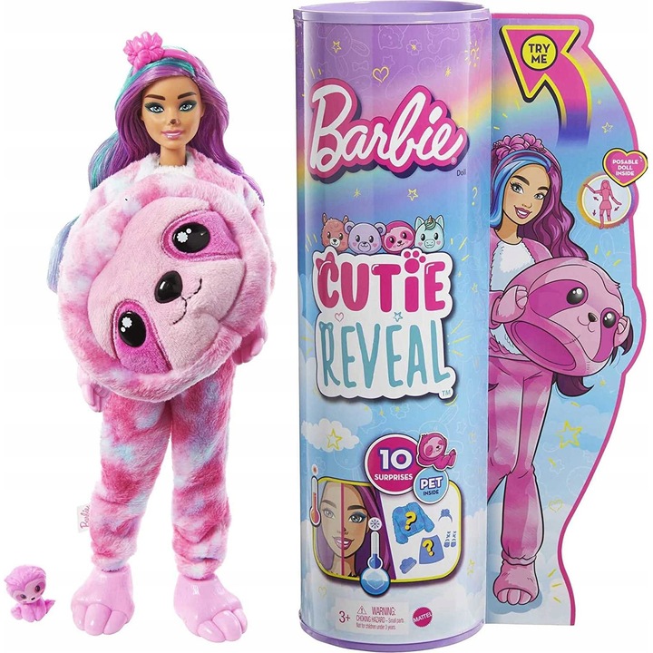 Barbie Cutie Reveal baba, szett 1 babával, rózsaszín, 3 év+