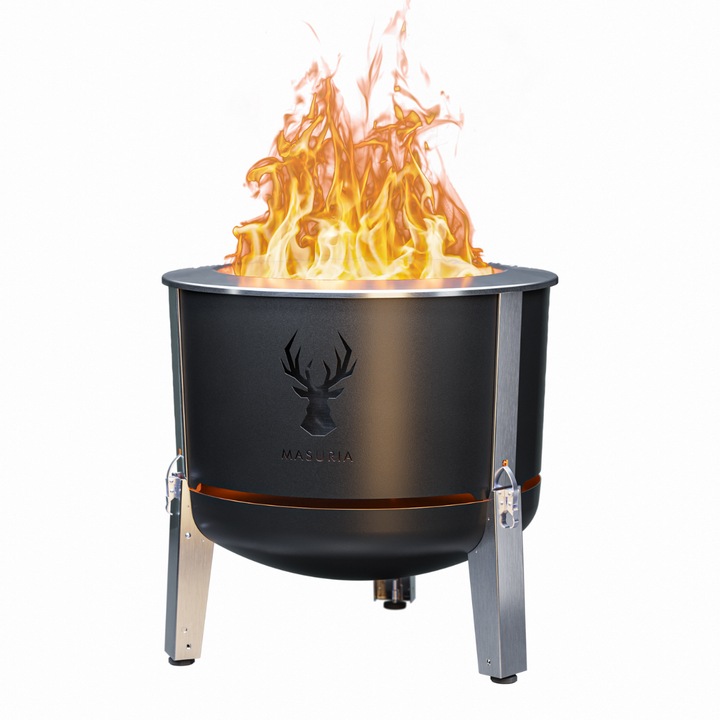 Kerti grill Masuria Alpha 600, füstmentes, 60cm, állítható magasság 38-58cm, fekete szín