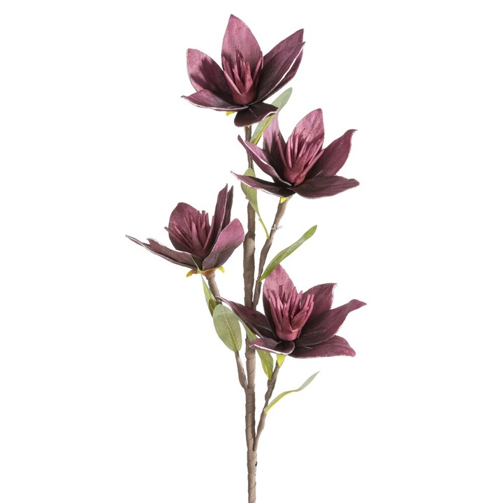 Floare artificiala Eurofirany, violet inchis, 50cm, din piatra foamiran, cu tulpina flexibila