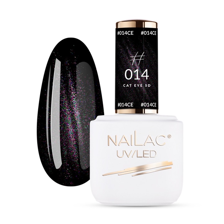 Oja Cat Eye 5D NaiLac 7ml, culori marginite, aplicare usoara, rezistenta la intindere