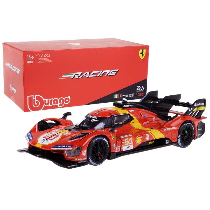 Automacheta BBurago Ferrari 499P #51 2023 24 Le Mans, metal, 12x5x2,5cm