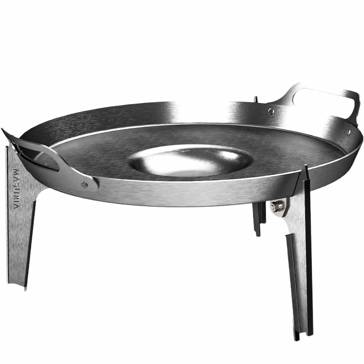 Plancha Alpha 600-hoz, Masuria, rozsdamentes acél, összecsukható lábak, központi tál, 2 szint