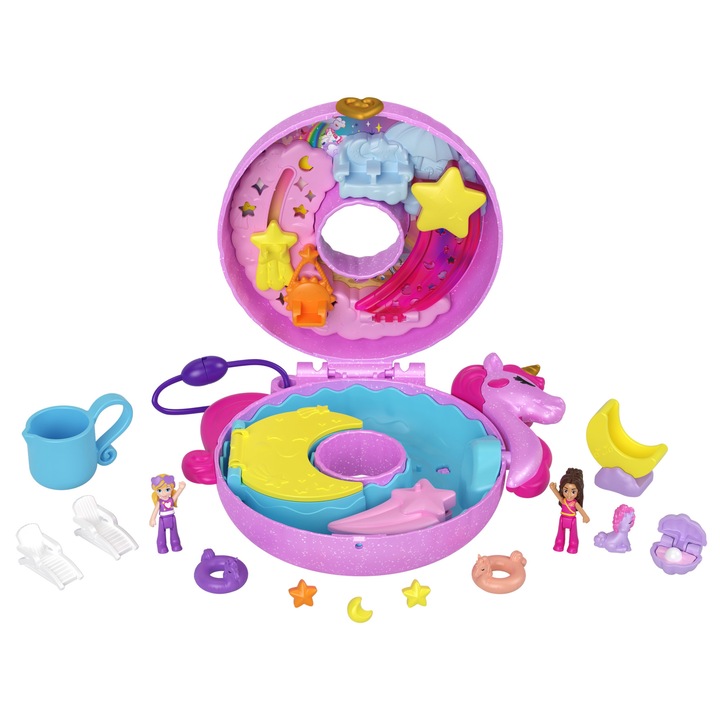 Компактен комплект Polly Pocket басейн еднорог с аксесоари многоцветен 11.4x7.4x2.6cm