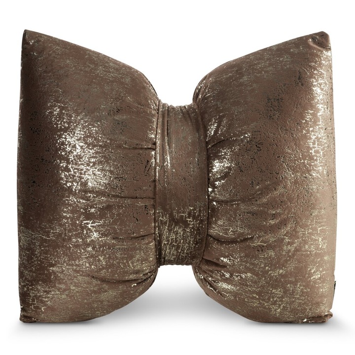 Perna decorativa set, Eurofirany, 45x55cm, forma kokarda, velur, culoare maro